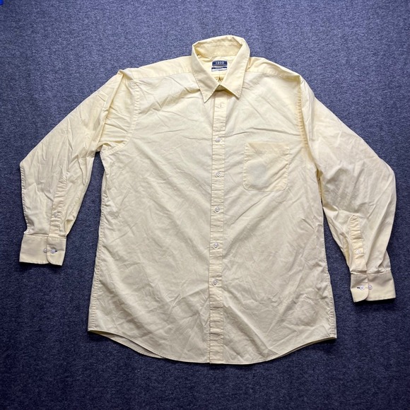 Izod Other - IZOD Dress Shirt Mens Large 16-16.5 32/33 Yellow All-Over‎ Stretch Oeko Tex